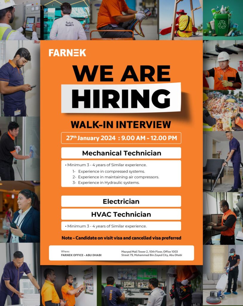 Job Opportunity In Dubai, Farnek